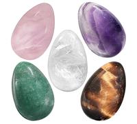 Nupuyai 5pcs Mixed Stone Crystal Egg Set, Palm Worry Stones for Therapy