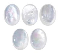Nupuyai 5pcs Oval White Shell Cabochons for Jewelry Making, Flat Back Oval Stone Cabachons for DIY Charms 10x14mm