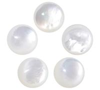 Nupuyai 5pcs Round Cabochons for Jewelry Making, Round Shape Flatback Stone for DIY Charms, White Shell, 6x6mm