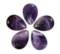 Nupuyai 5pcs Teardrop Cabochons Crystal Stones for Jewelry Making, Drop Shape Flatback Stone for DIY Charms, Amethyst, 20x30mm