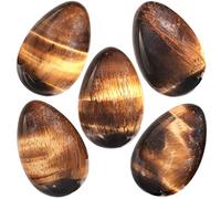 Nupuyai 5pcs Tiger's Eye Crystal Egg Pocket Stones Set for Anxiety Healing, Polished Carved Worry Stones for Chakra Reiki Meditation