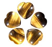 Nupuyai 5pcs Tiger's Eye Crystal Heart Love Palm Worry Stone for Chakra Reiki Healing, Carved Stone for Home Decoration 2.5cm