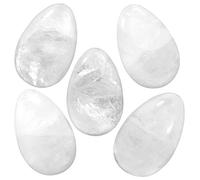 Nupuyai 5pcs White Quartz Crystal Egg Set, Palm Worry Stones for Therapy | Polished Chakra Gemstone Egg, Natural Carved Healing Crystal Egg Figurine, Pocket Healing Stones for Anxiety Relief