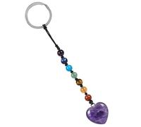 Nupuyai 7 Chakra Beads Amethyst Crystal Heart Keychain for Women
