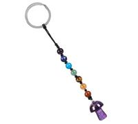 Nupuyai 7 Chakra Beads Amethyst Crystal Mushroom Keychain for Women