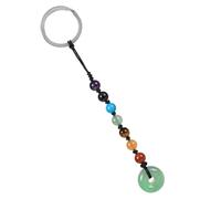 Nupuyai 7 Chakra Beads Green Aventurine Crystal Lucky Coin Keychain Women