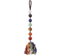 Nupuyai 7 Chakra Beads Healing Stone Hanging Ornament, Energy Crystals Tassel Spiritual Ornament for Car Home Office Decor with Gift Box, 26-28cm