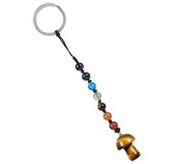 Nupuyai 7 Chakra Beads Tiger's Eye Crystal Mushroom Keychain for Women