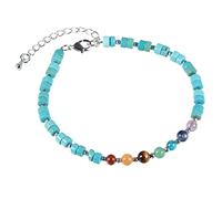 Nupuyai 7 Chakra Blue Howlite Turquoise Crystal Beads Bracelet for Women, Energy Healing Stone Adjustable Bracelet for Reiki Yoga Meditation