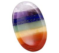 Nupuyai 7 Chakra Crystal Thumb Worry Stone, Reiki Healing Crystal Oval Pocket Palm Stone for Anxiety Stress Relief Meditation 65x42mm