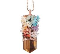 Nupuyai 7 Chakra Crystal Tree of Life Pendant Necklace for Women, Wire Wrapped Hexagonal Stone Crystal Point Pendant with Chain