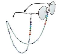 Nupuyai 7 Chakra Fluorite Crystal Stone Beaded Eyeglass Chain for Women, Ladies Sunglass Chain Face Mask Chain Eyeglass Cord Band Myopia Reading Glass Chain