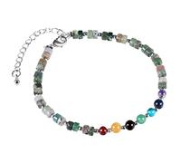 Nupuyai 7 Chakra Indian Agate Crystal Beads Bracelet for Women, Energy Healing Stone Adjustable Bracelet for Reiki Yoga Meditation