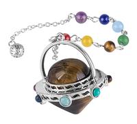 Nupuyai 7 Chakra Tiger's Eye Healing Crystal Point Dowsing Pendulum