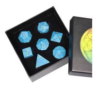 Nupuyai 7pcs Blue Howlite Turquoise Crystal Polyhedral DND Dice Set for RPG MTG Table Games, Polished Tumbled Stones Dices with Box for Home Decor