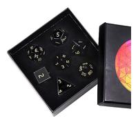 Nupuyai 7pcs Obsidian Crystal Polyhedral DND Dice Set for RPG MTG Table Games, Polished Tumbled Stones Dices with Box for Home Decor