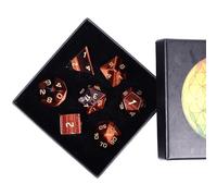 Nupuyai 7pcs Red Tiger's Eye Crystal Polyhedral DND Dice Set for RPG MTG Table Games, Polished Tumbled Stones Dices with Box for Home Decor