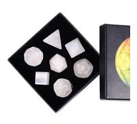 Nupuyai 7pcs Rock Crystal Polyhedral DND Dice Set for RPG MTG Table Games, Polished Tumbled Stones Dices with Box for Home Decor