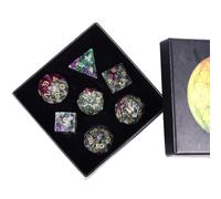 Nupuyai 7pcs Ruby in Fuchsite Crystal Polyhedral DND Dice Set for RPG MTG Table Games, Polished Tumbled Stones Dices with Box for Home Decor