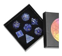 Nupuyai 7pcs Sodalite Crystal Polyhedral DND Dice Set for RPG MTG Table Games, Polished Tumbled Stones Dices with Box for Home Decor