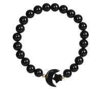 Nupuyai 8mm Crystal Stone Bracelets for Women and Men, Moon Star Stretch Bracelets, Regular, Obsidian, obsidian stone