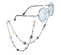 Nupuyai 9 Planets Fluorite Crystal Beaded Eyeglasses Chain for Women