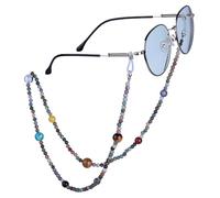 Nupuyai 9 Planets Indian Agate Crystal Beaded Eyeglasses Chain for Women