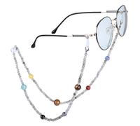 Nupuyai 9 Planets Labradorite Crystal Beaded Eyeglasses Chain for Women