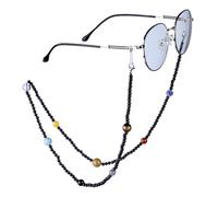 Nupuyai 9 Planets Obsidian Crystal Beaded Eyeglasses Chain for Women