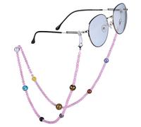 Nupuyai 9 Planets Rose Quartz Crystal Beaded Eyeglasses Chain for Women