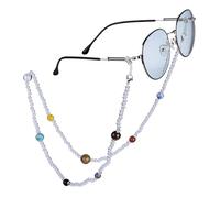 Nupuyai 9 Planets White Quartz Crystal Beaded Eyeglasses Chain for Women