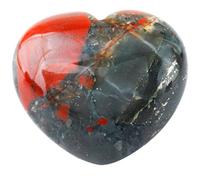 Nupuyai Africa Bloodstone Heart Palm Worry Stone for Chakra Reiki, Healing Crystal Love Stone for Home Decoration 45mm