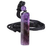 Nupuyai Amethyst Crystal Cuboid Necklace for Women, Energy Healing Stone 4 Side Bar Pendant with Adjustable Cord 70cm