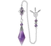 Nupuyai Amethyst Crystal Stone Point Dowsing Pendulum for Divination