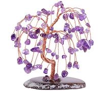 Nupuyai Amethyst Crystal Tree for Home, Fengshui Bonsai Money Tree Wealth and Good Luck Office Decor, Agate Slice Base