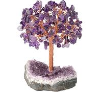 Nupuyai Amethyst Crystal Tree with Amethyst Cluster Base, Bonsai Money Tree Figurine Good Luck Tree Life Fengshui Ornament Home Office Decor