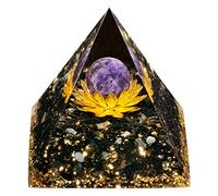 Nupuyai Amethyst Sphere Lotus Flower Chakra Healing Crystal Pyramid with Gift Box, Energy Stone Spiritual Ornament Quartz Point Reiki Energy Figurine for Protection