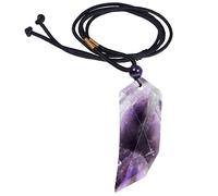 Nupuyai Amethyst Wolf Tooth Amulet Crystal Point Necklace for Men Women, Energy Healing Stone Pendant with Adjustable Rope
