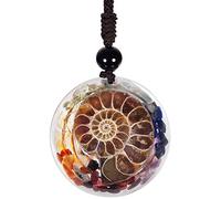 Nupuyai Ammonite Fossil 7 Chakra Crystal Stone Pendant Necklace Women Men