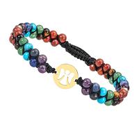 Nupuyai Angel Lucky Charm 7 Chakra Braided Crystal Beads Bracelet for Women Men, Double Layer Adjustable Healing Stone Bracelet for Reiki Meditation
