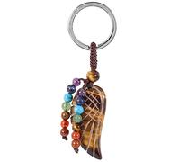 Nupuyai Angel Wing Crystal Chakra Beads Keychain for Women | Gemstone Angel Wing Keychain for Car Keys, Crystal Amulet Lucky Charm for Bags, Chakra Stone Keyring Ladies
