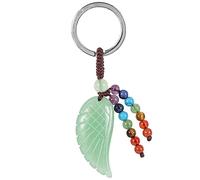 Nupuyai Angel Wing Green Aventurine Crystal Chakra Beads Keychain Women