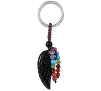 Nupuyai Angel Wing Obsidian Crystal Chakra Beads Keychain for Women