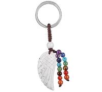 Nupuyai Angel Wing White Howlite Turquoise Crystal Chakra Beads Keychain