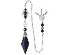 Nupuyai Blue Sand Stone Crystal Point Dowsing Pendulum for Divination