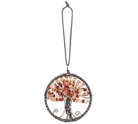 Nupuyai Carnelian Tree of Life Hanging Ornament, Energy Crystals Healing Stone Feng Shui Ornament Home Window Wall Art Good Luck Car Office Decor