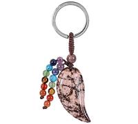 Nupuyai Carved Angel Wing Crystals Keychain, 7 Chakra Beads Tassel Key Ring
