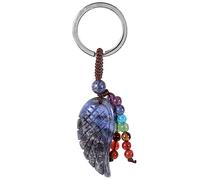 Nupuyai Carved Angel Wing Crystals Keychain, 7 Chakra Beads Tassel Key Ring