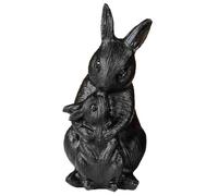 Nupuyai Carved Obsidian Rabbit Statue, Black Stone Figurine Carved Animal Easter Bunny Figure Collectible Sculpture for Home Office Tabletop Decor