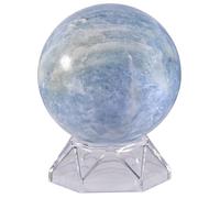 Nupuyai Celestite Crystal Ball with Acrylic Stand, Scrying Meditation Feng Shui Crystal Stone Sphere Sculpture Home Office Decor, 61-70mm